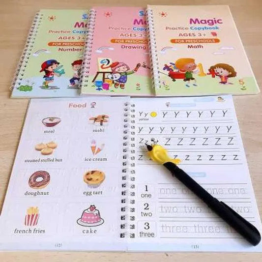 Magic Practice Copybook for Kids (4 Book+5 Refill+1 Pen+1 Grip)