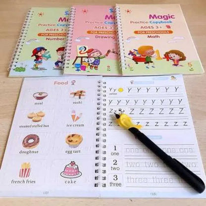 Magic Practice Copybook for Kids (4 Book+5 Refill+1 Pen+1 Grip)